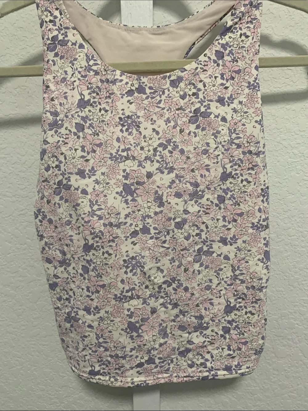 Lands’ End Purple Pink Floral Midkini Racerback Swim Top